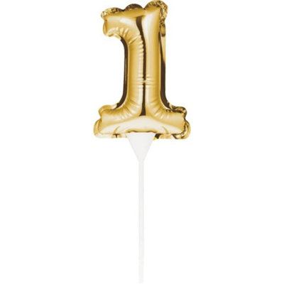 Creative Party Number 1 Inflatable Balloon Cake Topper Gold (One Size)