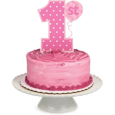 Creative Party Number 1 Polka Dot Cake Topper Pink/White (One Size)