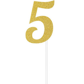 Creative Party Number 5 Glitter Cake Topper Gold (One Size)