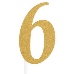 Creative Party Number 6 Glitter Cake Topper Gold (One Size)