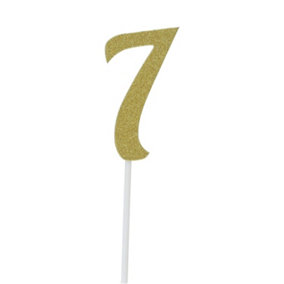 Creative Party Number 7 Glitter Cake Topper Gold (One Size)