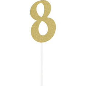 Creative Party Number 8 Glitter Cake Topper Gold (One Size)