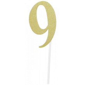Creative Party Number 9 Glitter Cake Topper Gold (One Size)