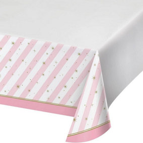 Creative Party Oklahoma Sooners Plastic Striped Party Table Cover Pink/White/Gold (One Size)