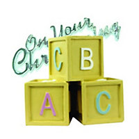 Creative Party On Your Christening Baby Blocks Cake Topper Green/Yellow (One Size)