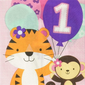 Creative Party One Is Fun 1st Birthday Napkins (Pack of 16) Multicoloured (One Size)