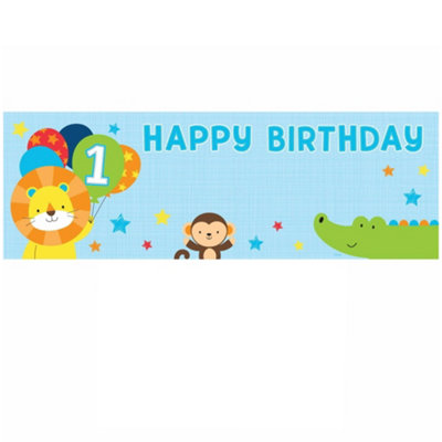 Creative Party Riesen-Banner "One Is Fun" – Zoo-Tiere 1. Geburtstag Deko Mit Aufklebern
