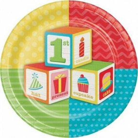 Creative Party Paper 1st Birthday Plate (Pack of 8) Multicoloured (One Size)