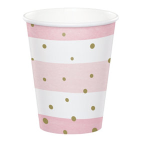 Creative Party Paper Baby Shower Disposable Cup (Pack of 8) White/Pink/Gold (One Size)