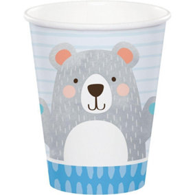 Creative Party Paper Bear Birthday Party Cup (Pack of 8) Blue/Grey/White (One Size)
