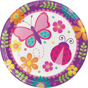 Creative Party Paper Butterfly Dinner Plate (Pack of 8) Multicoloured (One Size)
