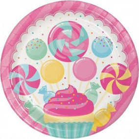 Creative Party Paper Candy Dinner Plate (Pack of 8) Pink/White/Blue (One Size)
