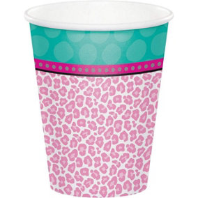 Creative Party Paper Cheetah Print Party Cup (Pack of 8) Pink/Blue/White (One Size)