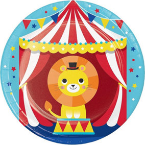Creative Party Paper Circus Animal Party Plates (Pack of 8) Multicoloured (One Size)