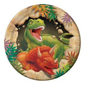 Creative Party Paper Dinosaur Dessert Plate (Pack of 8) Multicoloured (One Size)