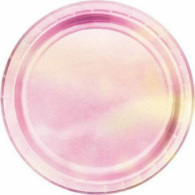 Creative Party Paper Iridescent Party Plates (Pack of 8) Pink/Yellow (One Size)