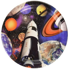 Creative Party Paper Outer Space Disposable Plates (Pack of 8) Black/Multicoloured (One Size)