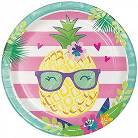 Creative Party Paper Pineapple Dinner Plate (Pack of 8) Multicoloured (One Size)