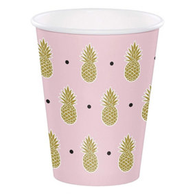 Creative Party Paper Pineapple Disposable Cup (Pack of 8) Light Pink/Gold/White (One Size)