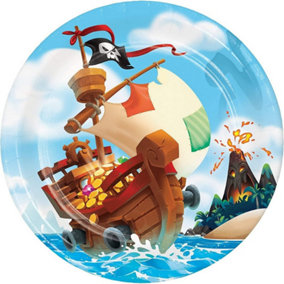 Creative Party Paper Pirate Dinner Plate (Pack of 8) Multicoloured (One Size)
