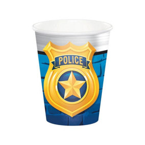 Creative Party Paper Police Department Badge Party Cup (Pack of 8) Blue/White/Gold (One Size)