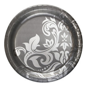 Creative Party Paper Round 25th Anniversary Party Plates (Pack of 18) Silver (One Size)
