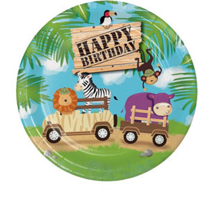 Creative Party Paper Safari Animals Party Plates (Pack of 8) Multicoloured (One Size)