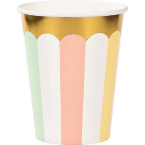 Creative Party Paper Scalloped Party Cup (Pack of 8) Pastel/Gold (One Size)