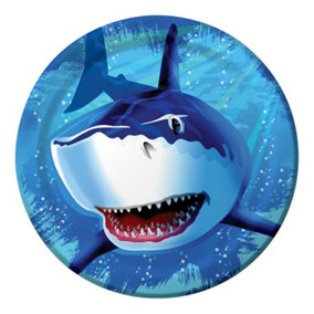 Creative Party Paper Shark Disposable Plates (Pack of 8) Blue/White (One Size)