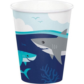 Creative Party Paper Shark Party Cup (Pack of 8) Blue/Grey/White (One Size)
