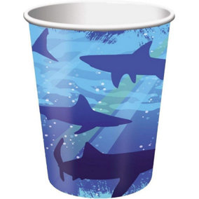Creative Party Paper Shark Party Cup (Pack of 8) Blue/White (One Size)