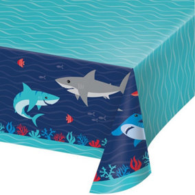 Creative Party Paper Shark Party Table Cover Blue (One Size)