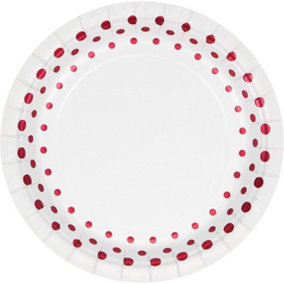 Creative Party Paper Sparkle Holiday Disposable Plates (Pack of 8) White/Red (One Size)