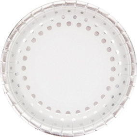 Creative Party Paper Sparkle Party Plates (Pack of 8) White/Silver (One Size)
