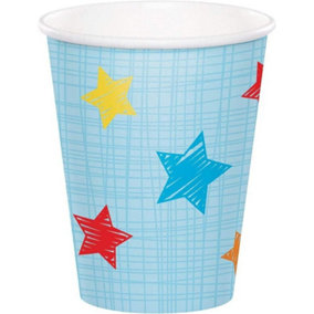 Creative Party Paper Stars Party Cup (Pack of 8) Blue/Yellow/White (One Size)