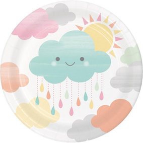Creative Party Paper Sun & Clouds Baby Shower Party Plates (Pack of 8) Multicoloured (One Size)