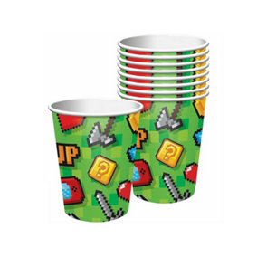 Creative Party Paper Video Game Items Party Cup (Pack of 8) Multicoloured (One Size)