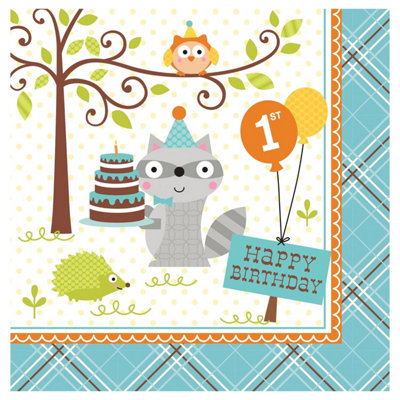 Birthday 1st Boy White Napkin main image 1