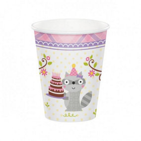 Creative Party Paper Woodland Party Cup (Pack of 8) Pink (One Size)