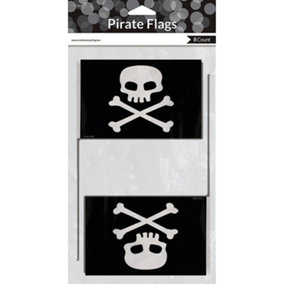Creative Party Pirate Plastic Food Flags (Pack of 8) Black/White (One Size)