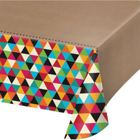 Creative Party Plastic All-Over Print Party Table Cover Brown/Multicoloured (One Size)
