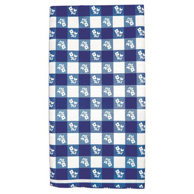 Creative Party Plastic Checked Party Table Cover Blue (One Size)