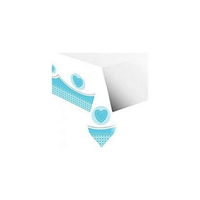 Creative Party Plastic Christening Party Table Cover Blue/White (One Size)