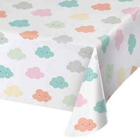 Creative Party Plastic Clouds Baby Shower Party Table Cover White/Multicoloured (One Size)