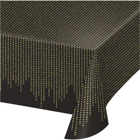 Creative Party Plastic Dotted Party Table Cover Black/Gold (One Size)