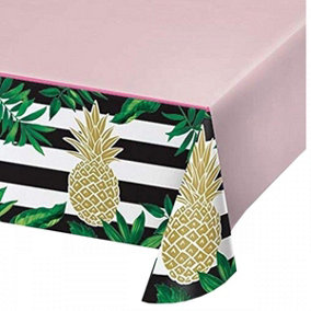 Creative Party Plastic Pineapple Party Table Cover Pink/Green/White (One Size)