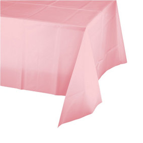 Creative Party Plastic Plain Celebration Party Table Cover Pink (108in x 54in)