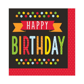 Creative Party Polka Dot Birthday Disposable Napkins (Pack of 16) Multicoloured (One Size)