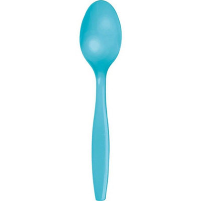 Creative Party Premium Plastic Party Spoon (Pack of 24) Bermuda Blue (One Size)