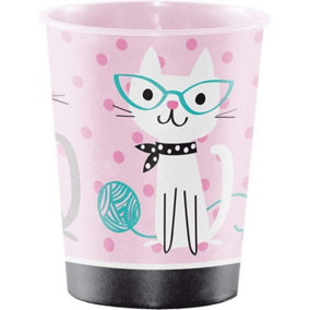 Creative Party Purrfect Plastic Party Cup Pink/Black/White (One Size)